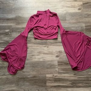 VINTAGE Nasty Gal Anita Bell Sleeve Crop Top in PLUM NWOT